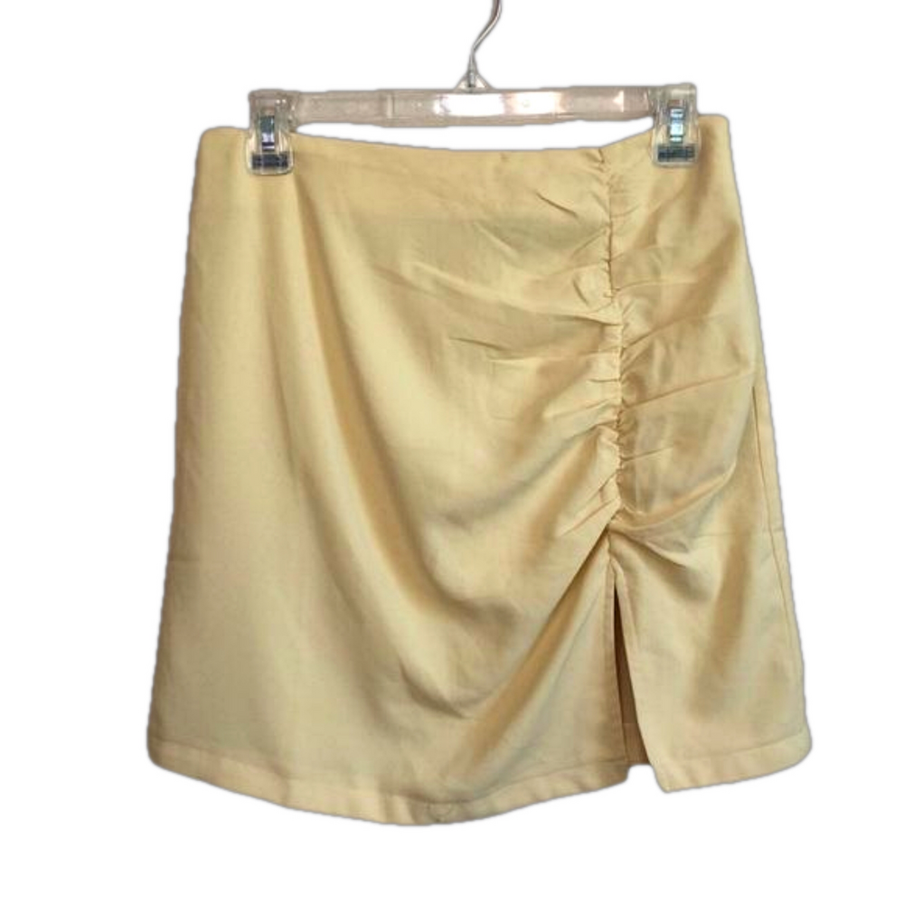 PRINCESS POLLY‎ Yellow Theresa Mini Skirt Womens Size 8 New w Tag Dainty Ruched